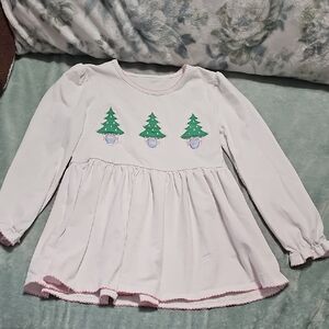 White Kids Shirt with Christmas Tree Design